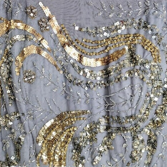 NWT MAC DUGGAL MOTHER OF THE BRIDE EMBELLISHED SEQUIN PLATINUM DRESS 5217‎ - Picture 5 of 15